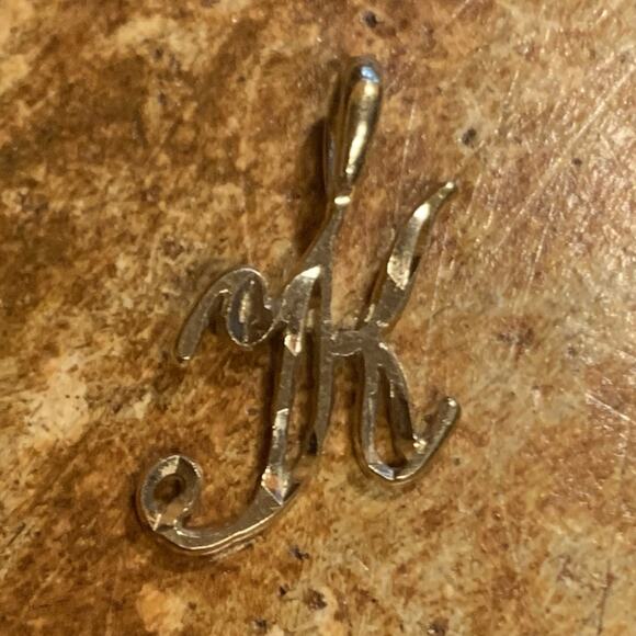 Diamond Cut Gold Plated Letter "K" Pendant 1 Inch - Picture 3 of 7